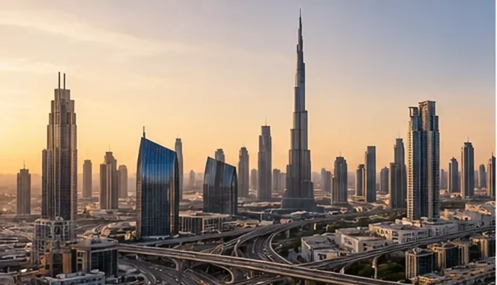 Dubai skyline at sunset, base of AxsuR Risk Advisory